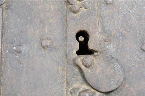 A 19th century 17th century style iron strong box, 6.5in.